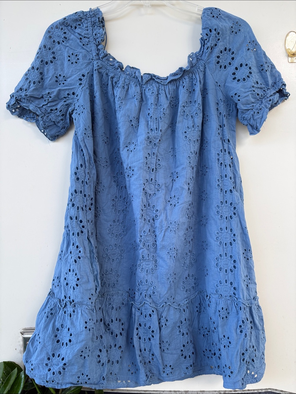Elan Blue Eyelet Puff-Sleeve dress - Picture 5 of 7